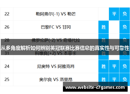 从多角度解析如何辨别英冠联赛比赛信息的真实性与可靠性